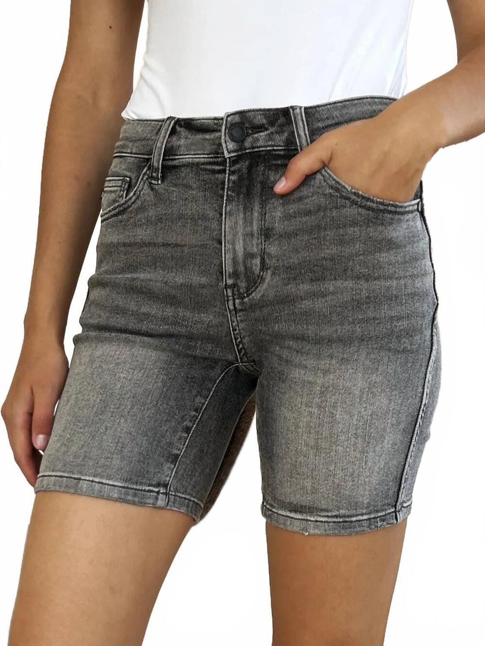 NEW JUDY BLUE high waist washed denim shorts in grey